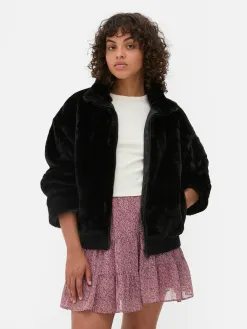 Veste Zippée En Fausse Fourrure
